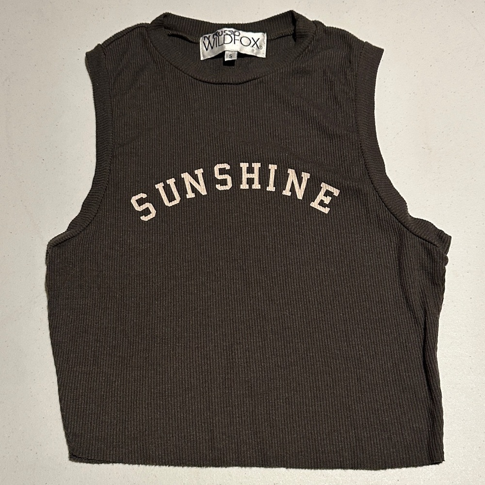 Wildfox Charcoal Sleeveless Muscle Tee